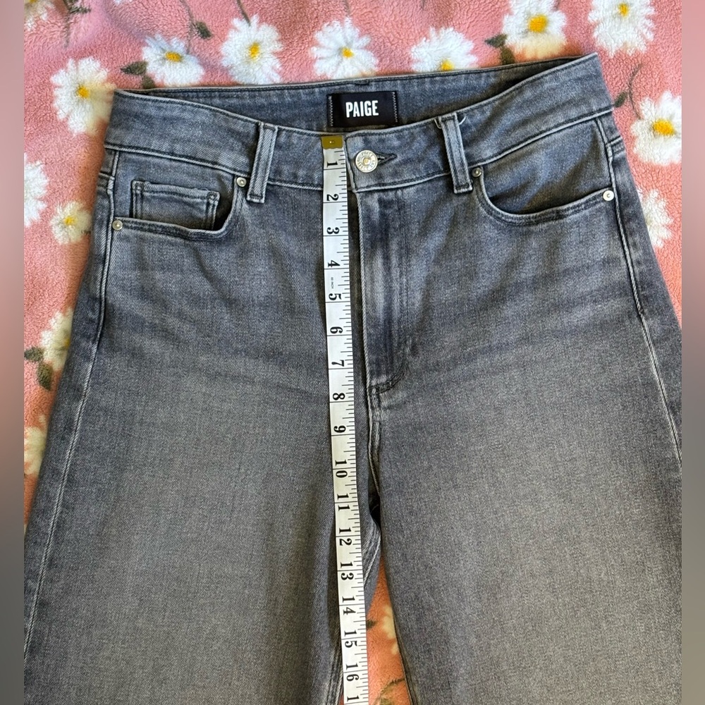 Paige Anessa High Rise Cropped Wide Leg Jeans in Smokey Grey Size 28 Like New - Picture 6 of 11